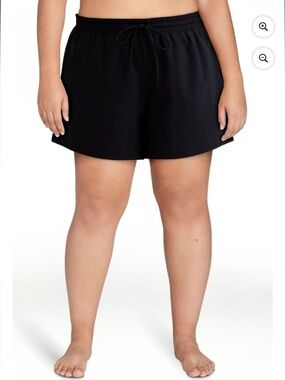 Time and Tru Black Plus-Size Swim Drawstring Shorts
